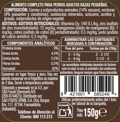 Comida h&uacute;meda perro Meque pat&eacute; mini 150g