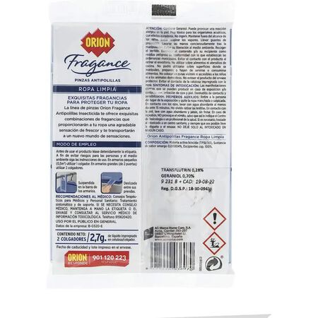 Antipolilla Pinza Orion 2 Unidades Ropa Limpia