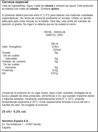 Cerveza tostada Amstel Oro lata 33cl