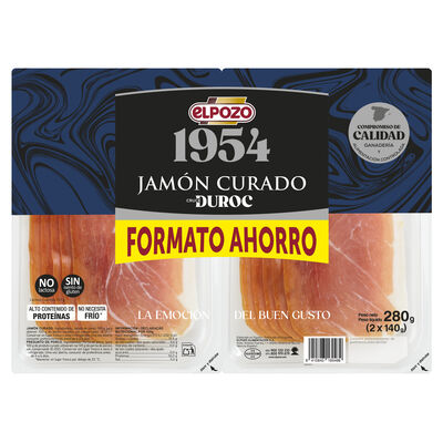 Jamón curado corte medias lonchas ElPozo 1954 2x140g
