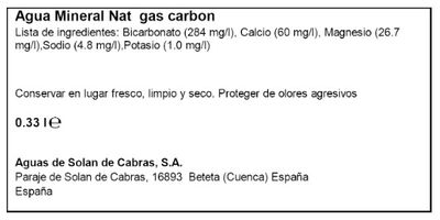 Agua con gas Solan de Cabras 33cl