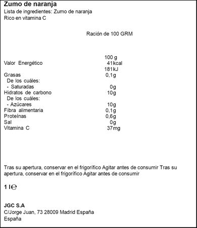 Zumo de naranja sin pulpa 100% natural de la huerta Don Simon 1l