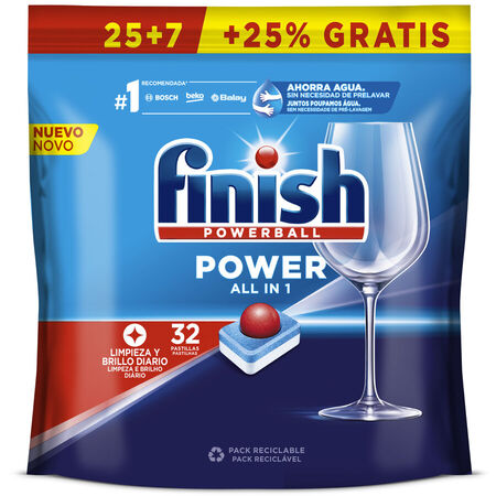 Detergente lavavajillas pastillas Finish 25+7 unidades power