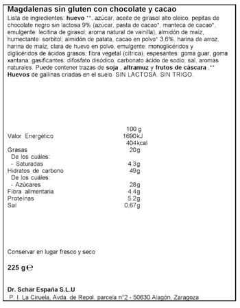 Muffin Choco sin gluten Sch&auml;r 225g