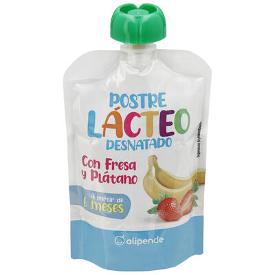 Postre l&aacute;cteo desnatado Alipende 100gr Fresa y pl&aacute;tano