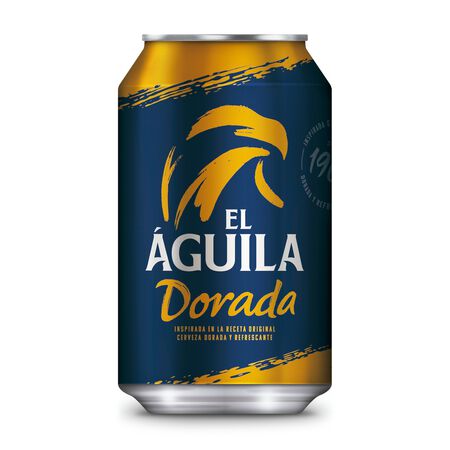 Cerveza rubia especial El Águila Dorada lata 33cl