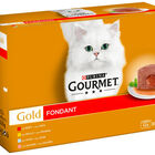 Comida húmeda para gato adulto Gourmet Gold Foundant con Salmón, Pollo y Buey 12 latas