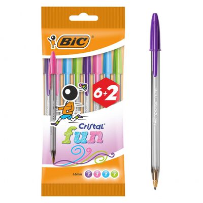 Bolígrafo Cristal Fun Bic 6+2 Colores