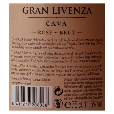 Cava brut ros&eacute; Gran Livenza 75cl