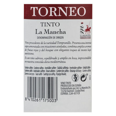 Vino tinto DO La Mancha Torneo tempranillo