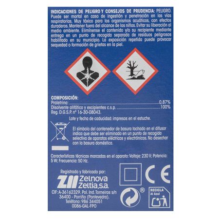 Insecticida eléctrico Lanta aparato+recambio mosquitos