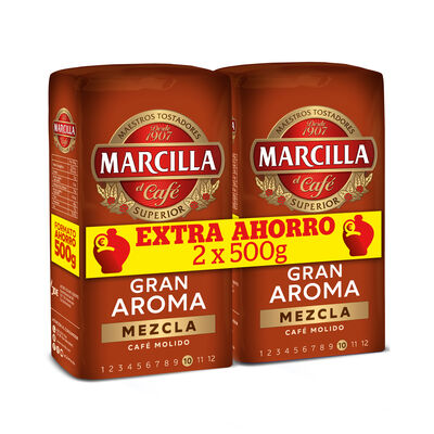 Caf&eacute; molido mezcla Marcilla 2x500g