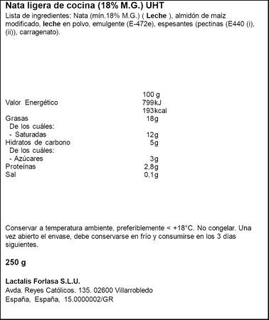 Nata cocina President 250ml textura espesa