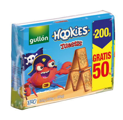 Galleta Hookies Tuestis Gull&oacute;n 50% GRATIS Paquete 600g
