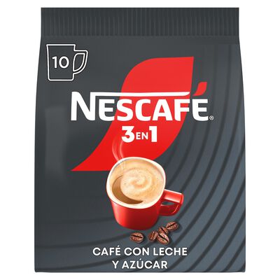 Caf&eacute; soluble Nescaf&eacute; 3 en 1. Sobres de caf&eacute;, leche y az&uacute;car 10x16g