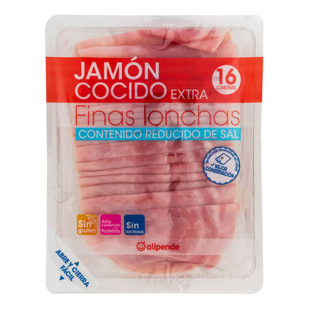 Jamón cocido finas lonchas reducido en sal Alipende 200g