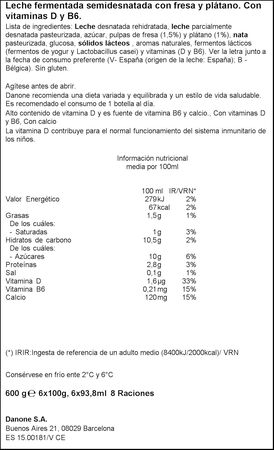 Actimel pack 6 sabor fresa plátano
