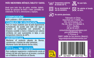 Pa&ntilde;o de microfibra Lanta especial m&oacute;viles y gafas