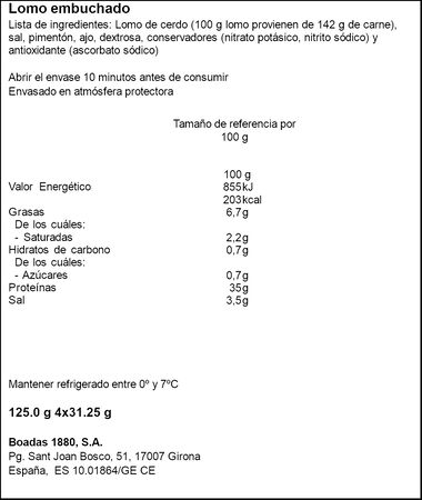 Lomo embuchado Boadas 1880 4x31,25 gr