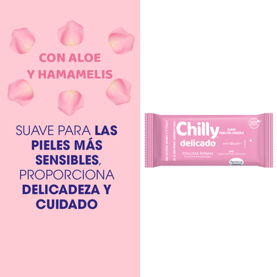Toallitas &iacute;ntimas desechables Chilly 12 uds delicado f&oacute;rmula suave