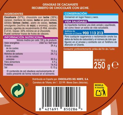 Cacahuetes chocolate con leche Alipende 250g