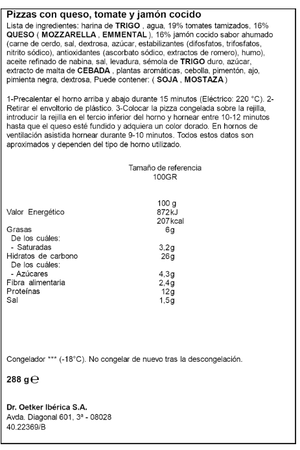 Pizza piccolissima ristorante con prosciutto Dr Oetker 288g
