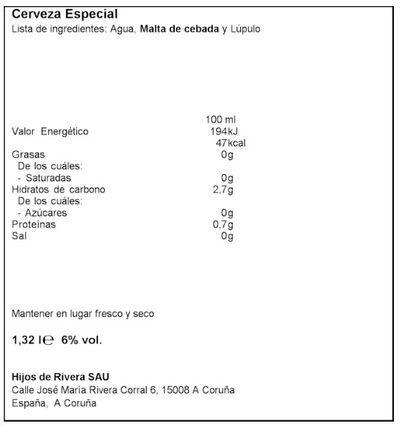 Cerveza reposada Rivera 33cl pack 4