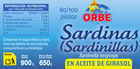 Sardinilla en aceite de girasol Orbe 650g
