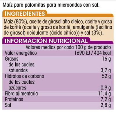 Palomitas sal microondas s/gluten Alipende pack 3