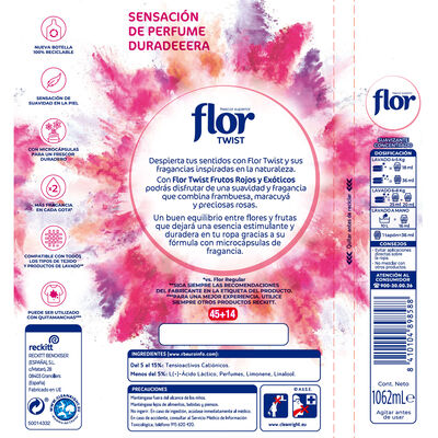 Suavizante Flor Twist 59 lavados Frutos Rojos