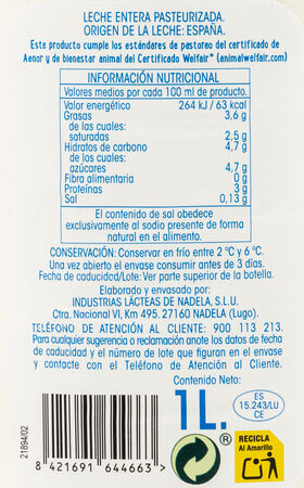 Leche Fresca Alipende Botella 1L Entera