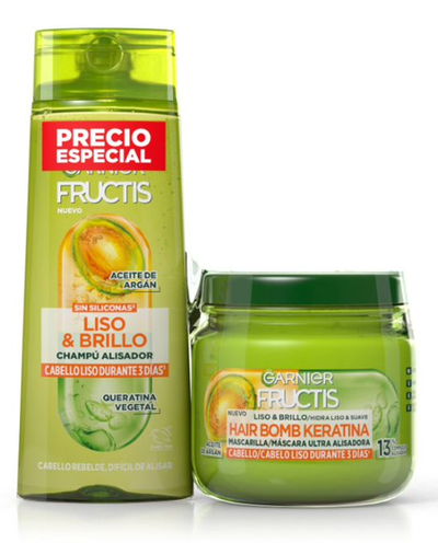 Mascarilla Capilar Intensiva Fructis 300ml Liso&Brillo+Champú