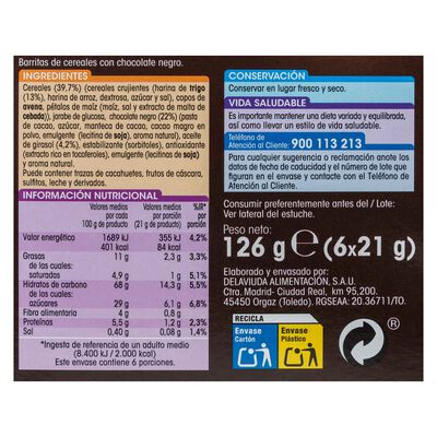 Barritas de cereales Alipende 6u chocolate