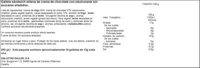Galletas de chocolate sin az&uacute;car zero Gull&oacute;n 250g