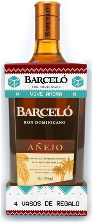 Ron añejo Barceló 70cl + regalo 4 vasos