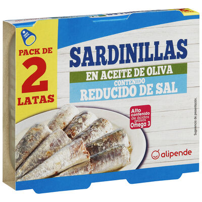 Sardinillas en aceite de oliva bajas en sal Alipende 2 unidades 62g
