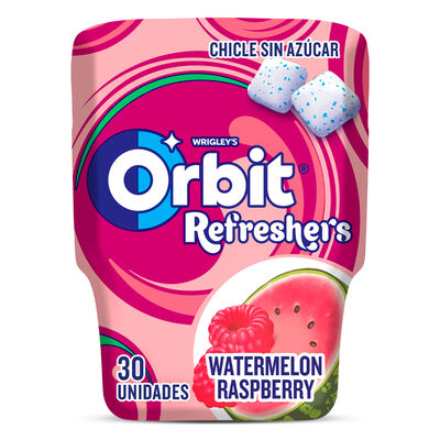 Chicles sin az&uacute;car de sand&iacute;a y frambuesa Orbit 67g 30 unidades 