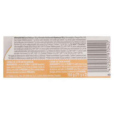 Pat&eacute; at&uacute;n en escabeche solo natural La Piara pack 2