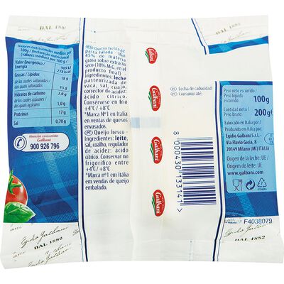 Queso mozzarella Galbani 100 gr