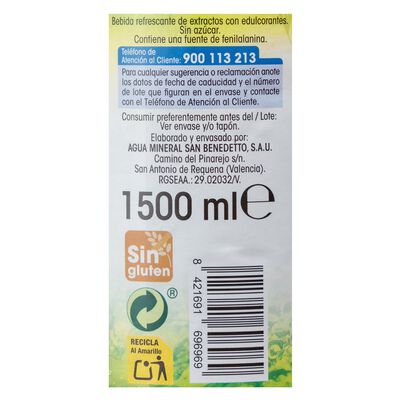 Refresco t&eacute; Alipende sin az&uacute;car botella 1,5l lim&oacute;n