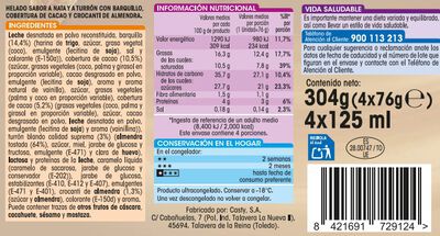 Helado cono Alipende 4 uds nata-turrón