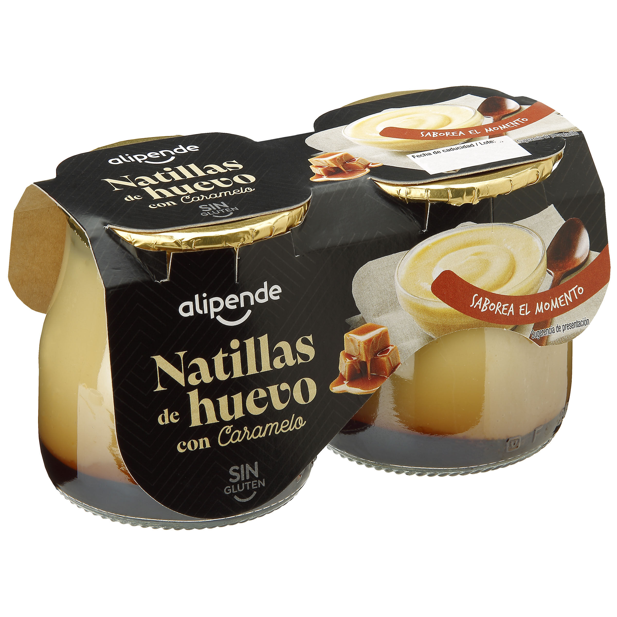Natillas de huevo sin glúten Alipende pack 2 con caramelo