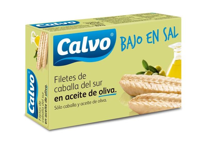 Filete caballa bajo en sal Calvo 82g en aceite oliva