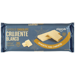Turrón de chocolate crujiente blanco sin gluten Alipende 200g