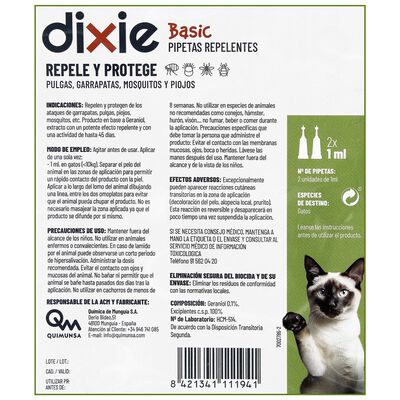 Pipetas Gato Dixie Basic 2U Repelente