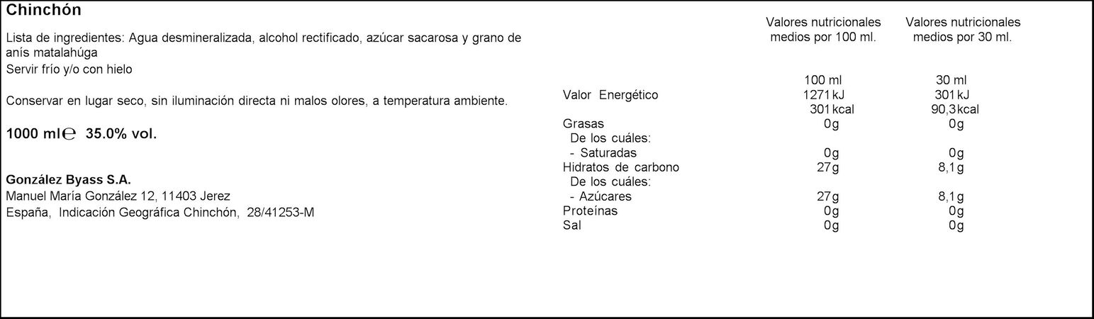 Anís dulce Chinchón 1l