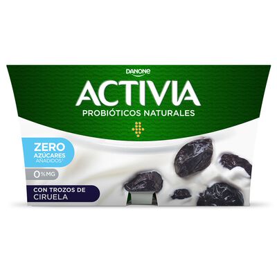 B&iacute;fidus probi&oacute;tico Activia desnatado 0% materia grasa pack 4 ciruelas