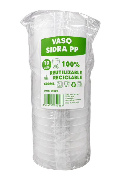 Vaso sidra PP 600 ml 10 ud
