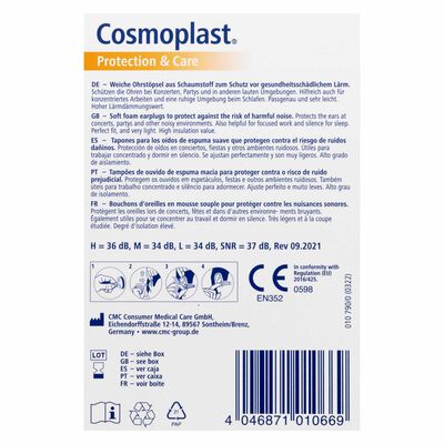 Tapones oidos cosmoplast espuma talla M-L 6 unidades