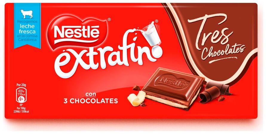Chocolate Nestlé 120g relleno de tres chocolates